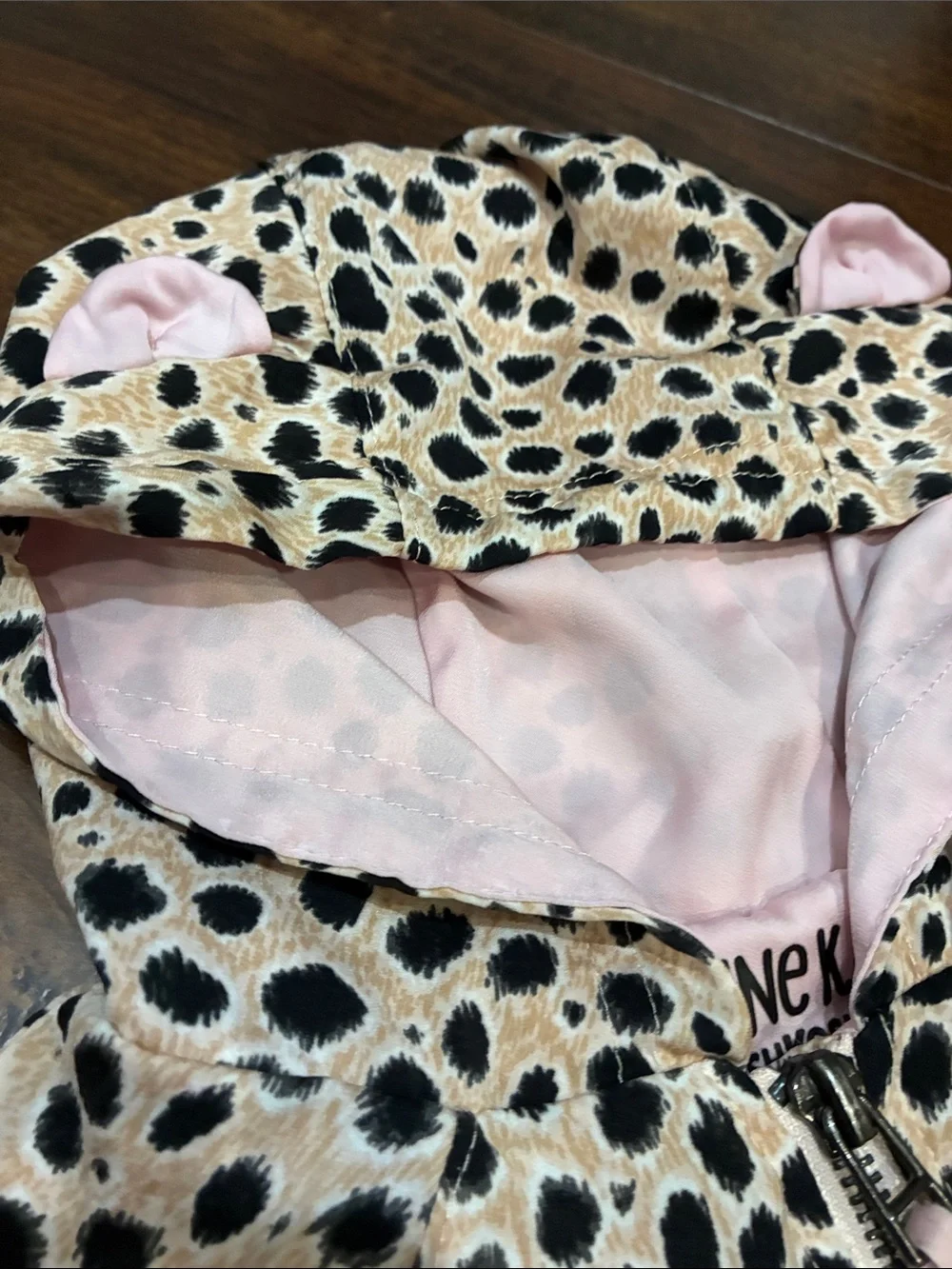 Genuine Kids Osh Kosh Leopard Print Hooded Zip-Up Jacket with Pink Lining